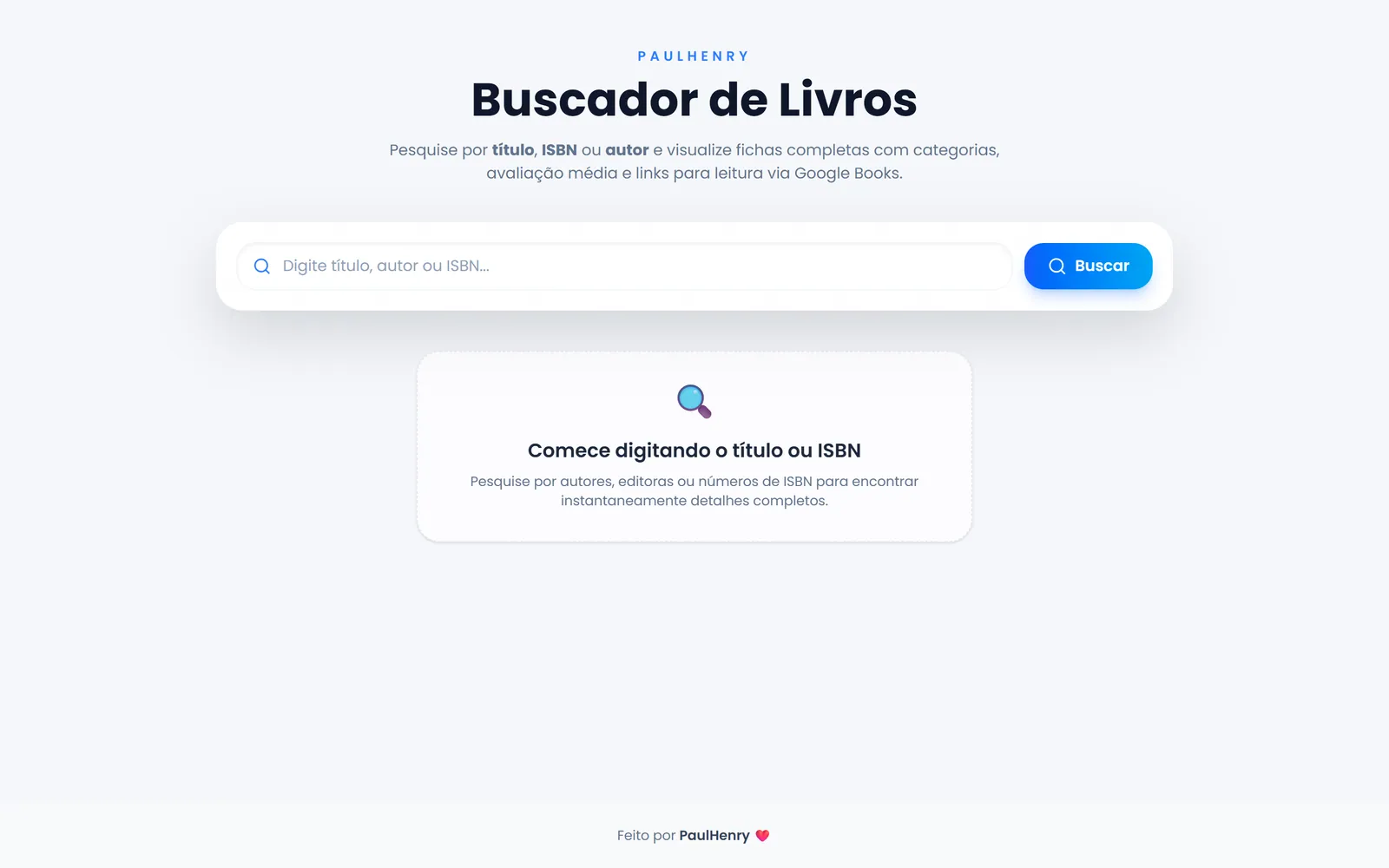 Captura de tela do site Livros Santus: Página inicial do Livros Santus com o campo de busca de livros
